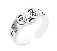 COMPUKAS Ring Silver Alloy Material Retro Style Adjustable Love Heart Shape Comfortable to Wear and Easy to Take for Women for Jewelry Collection