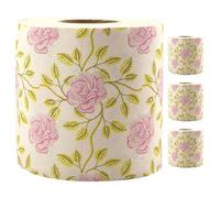 COMPUKAS Rose Pattern Printed Bamboo Pulp Toilet Paper Rolls 4pcs, Unbleached Soft Tissue with Floral Design for Bathroom Use