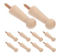 COMPUKAS Rustic Beech Wood Peg Hooks, for Hanging Clothes, Towels, and Bags for Wall Mounting 10pcs Stable and Weightbearing Screw-in Hooks for Home Decor and Family Environments