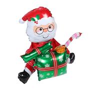 COMPUKAS Santa Balloon Inflatable Holiday Number Christmas Balloon Decorations Links and Large Merry Christmas Foil Xmas Decoration Green Aluminum Film