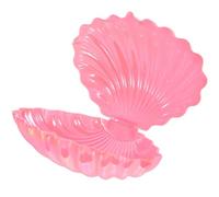 COMPUKAS Seashell Jewelry Storage Box Pearlescent Pink Plastic Candy Dish for Wedding Guests Large Seashell Trinket Holder Decorative Shell Favor Box