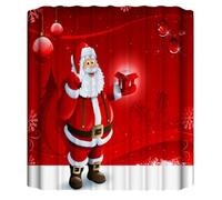 COMPUKAS Shower Festive Santa Classic with Curtain Waterproof Christmas Claus Pattern, Polyester Material, Mold Prevention, and Metal Buttonholes for Decoration Bathroom