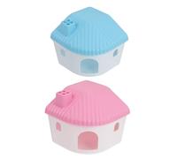 COMPUKAS Small Animal House 2pcs Hamster Hideout Toy Blue and Pink Mini Pet Sleeping Hut for Guinea Pigs and Mice Indoor Habitat Decor