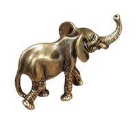 COMPUKAS Solid Brass Small Elephant Ornament, Vintage Miniature African Elephant Figurine, Creative Desktop Animal Decor for Home and Office