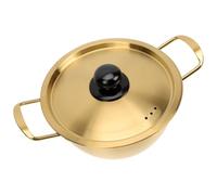 COMPUKAS Stainless Steel Noodle Cooking Pot with Lid and Double Handles, 2000ml Multi-Functional Ramen Pot for Kitchen and Camping, Easy to Clean and Sturdy