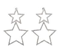 COMPUKAS Star Dangle Earrings for Women White K Hollow Five-pointed Star Drop Earrings Rhinestone Sparkle Accessories Vintage Style for Party and Daily Wear