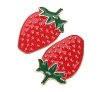 COMPUKAS Strawberry Brooch Pins, 2pcs Fruit Enamel Lapel Pins with Simple Elegant Design, Suitable for Girls and Women’s Jackets Hats Bags, for Valentine and Birthday