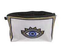 COMPUKAS Stylish Evil Eye Makeup Bag for Women with Zippered Storage, Polyester and Sponge Material, Proper Capacity for Keys and Jewelry, Organizer Pouch for Daily Activities and Travel