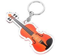 COMPUKAS Stylish Orange Violin Keychain Acrylic Iron Musical Instrument Keychain Lightweight Bag Hanging Ornament Adds Musical Charm Intricate and Detailed Design Elegant Music Party