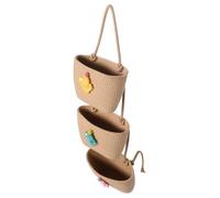 COMPUKAS The Door Hanging Basket Cotton Rope Organizer for Car Rv Home Storage Decorative Boho Woven Wall Hanging Basket with Cute Flower Design Versatile Storage for Nursery Bathroom