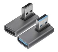 COMPUKAS USB Adapter 90-degree Angle Design 2pcs USB 3.0 Right Angle Male to Female Aluminium Alloy Material, Easy to Use Charging Accessories for Computer and Mobile Devices