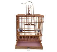 COMPUKAS Vintage Bamboo Bird Cage with Removable Bottom Tray Rectangular Aviary for Goldfinches and Zosterops Natural Comfortable Habitat Easy Clean Design for Indoor and Balcony Use