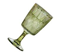 COMPUKAS Vintage Green 300ml Embossed Glass Goblet Wine Cup, European Style Retro Stemmed Drinks Glass for Cocktail Mixing and Water Drinking, Suitable for Home Dining and Party Use