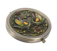 COMPUKAS Vintage Small Compact Travel Makeup Mirror Portable Handheld Purse Cosmetic Mirror with Elegant Antique Metal Folding Design for Women the Go