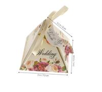 COMPUKAS Wedding Candy Boxes Wedding Party Favour Boxes 50pcs Made of Beige Paper Pyramid Shaped for Candy and Chocolate, for Food Table or Head Table