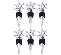 COMPUKAS Wine Stoppers for Wine Preservation Shaped Stainless Steel 6pcs Bottle Plugs Reusable Silver for Home and Party Use