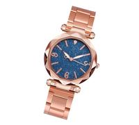 COMPUKAS Women's Stainless Steel Quartz Wrist Watch with Blue Strap, Glittering Fashion Watch for Everyday Wear and Wrist Decoration