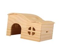 COMPUKAS Wooden Bite Hamster House Small Pet Hideout Wood Hamster Hideouts Natural Material Guinea Pig Forest Theme