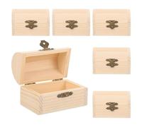 COMPUKAS Wooden Box Craft 6 Pcs Beige Solid Wood Lockable Boxes with Curved Lid Suitable for DIY Projects in Shop and Home