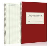 Computation Notebook Spiral National Graph Paper Math Composition Book Engineering Notebook Red 9 1/4" x 11 3/4" with Waterproof Cover Eye Ease Lab Notebook Grid Paper for Science Scale 76 sheets (1,
