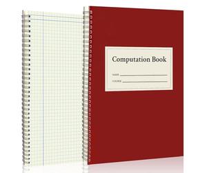 Computation Notebook Spiral National Graph Paper Math Composition Book Engineering Notebook Red 9 1/4" x 11 3/4" with Waterproof Cover Eye Ease Lab Notebook Grid Paper for Science Scale 76 sheets (1,
