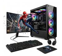 Computek Complete gaming bundle featuring Intel Core i5 processor, 16GB RAM, GT 730 2GB GPU, 256GB SSD + 1TB HDD storage, RGB 6-fan casing, 22-inch monitor, Windows 11, WiFi, plug & play.
