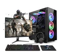Computek Epic Gaming PC Desktop Complete System - Intel Core i5 | 16GB RAM | 256GB SSD + 1TB HDD | GT 730 2GB | 22" Screen | 6-Fan Custom RGB | Win 11, Wi-Fi | Fully Loaded Plug & Play Station