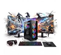 Computek Intel Core i7 Gaming PC Setup | Nvidia RTX 3050 6GB, 16GB RAM, 256GB SSD & 1TB HDD | Includes 2x 22 Displays, WiFi, Windows 11 & RGB Lighting | Ready to Play
