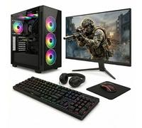 Computek RGB Gaming PC Complete Setup | Intel i5 Processor, 16GB RAM, 256GB SSD + 1TB HDD, GT 730, 22" Desktop Monitor, High-Airflow 6-Fan Case, Windows 11, Wi-Fi