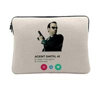 Computer and Tablet Case Linen Look - Agent Smith Social Network Dating Love - 10 Inches Protective Laptop Sleeve Printed in France