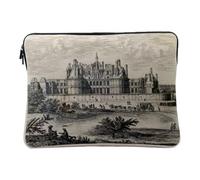 Computer and Tablet Case Linen Look - Ancient Engraving Chateau de Chambord Renaissance France - 12-13 Inches Protective Laptop Sleeve Printed in France