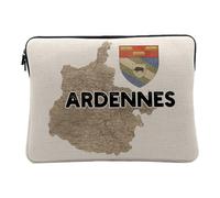 Computer and Tablet Case Linen Look - Ardennes 08 Department Ancienne Grand Est Map - 14-15 Inches Protective Laptop Sleeve Printed in France