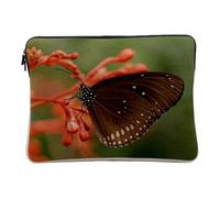 Computer and Tablet Case Linen Look Black Butterfly Posing on a Beautiful Nature Insect Photo 12-13 Inch Protective Laptop Sleeve Printed in France