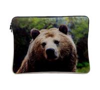 Computer and Tablet Case Linen Look Brown Bear Animals Wild Nature 14-15 Inches Protective Laptop Sleeve Printed in France