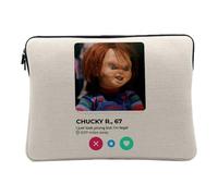 Computer and Tablet Case Linen Look - Chucky Social Network Dating Love Horror Movie - 10 Inches Protective Laptop Sleeve Printed in France