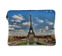 Computer and Tablet Case Linen Look Eiffel Tower from the Champs de Mars Paris France Monument - 12-13 Inches Protective Laptop Sleeve Printed in France
