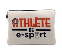 Computer and Tablet Case Linen Look - Esports Athlete Craft Video Game Passion - 10 Inches Protective Laptop Sleeve Printed in France