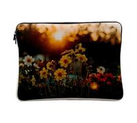 Computer and Tablet Case Linen Look - Field Flowers Before Sunset Nature - 10 Inches Protective Laptop Sleeve Printed in France