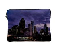 Computer and Tablet Case Linen Look Houston Night United States Texas Skyline 10 Inches Protective Laptop Sleeve Printed in France