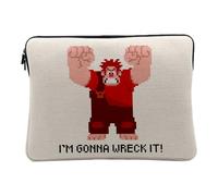 Computer and Tablet Case Linen Look - I'm Gonna Wreck It! Ralph 8-Bit Arcade Retro Gaming - 14-15 Inch Protective Laptop Sleeve Printed in France