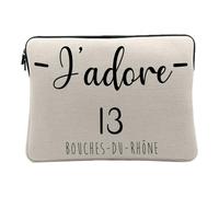 Computer and Tablet Case Linen Look - J'adore 13 Bouches du Rhone Department France Region - 14-15 Inches Protective Laptop Sleeve Printed in France