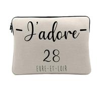 Computer and Tablet Case Linen Look - J'adore 28 Eure Et Loir Department France Region - 10 Inches Protective Laptop Sleeve Printed in France