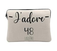 Computer and Tablet Case Linen Look - J'adore 48 Lozere Department France Region Mende - 14-15 Inches Protective Laptop Sleeve Printed in France