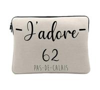 Computer and Tablet Case Linen Look - J'adore 62 Pas De Calais Department France Region Arras - 12-13 Inches Protective Laptop Sleeve Printed in France