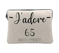 Computer and Tablet Case Linen Look - J'adore 65 Hautes Pyrenees Department France Region Tarbes - 14-15 Inches Protective Laptop Sleeve Printed in France