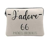 Computer and Tablet Case Linen Look - J'adore 66 Pyrenees Orientales Department France Region Perpignan - 10 Inches Protective Laptop Sleeve Printed in France
