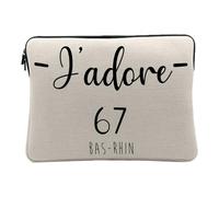 Computer and Tablet Case Linen Look - J'adore 67 Bas Rhin Department France Region Strasbourg - 10 Inches Protective Laptop Sleeve Printed in France