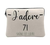 Computer and Tablet Case Linen Look - J'adore 71 Saone Et Loire France Region Macon - 10 Inches Protective Laptop Sleeve Printed in France