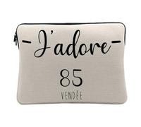 Computer and Tablet Case Linen Look - J'adore 85 Vendee Department France Region - 14-15 Inches Protective Laptop Sleeve Printed in France