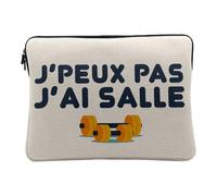 Computer and Tablet Case Linen Look - J'Peux Pas J'Ai Gym Bodybuilding - 12-13 Inches Protective Laptop Sleeve Printed in France